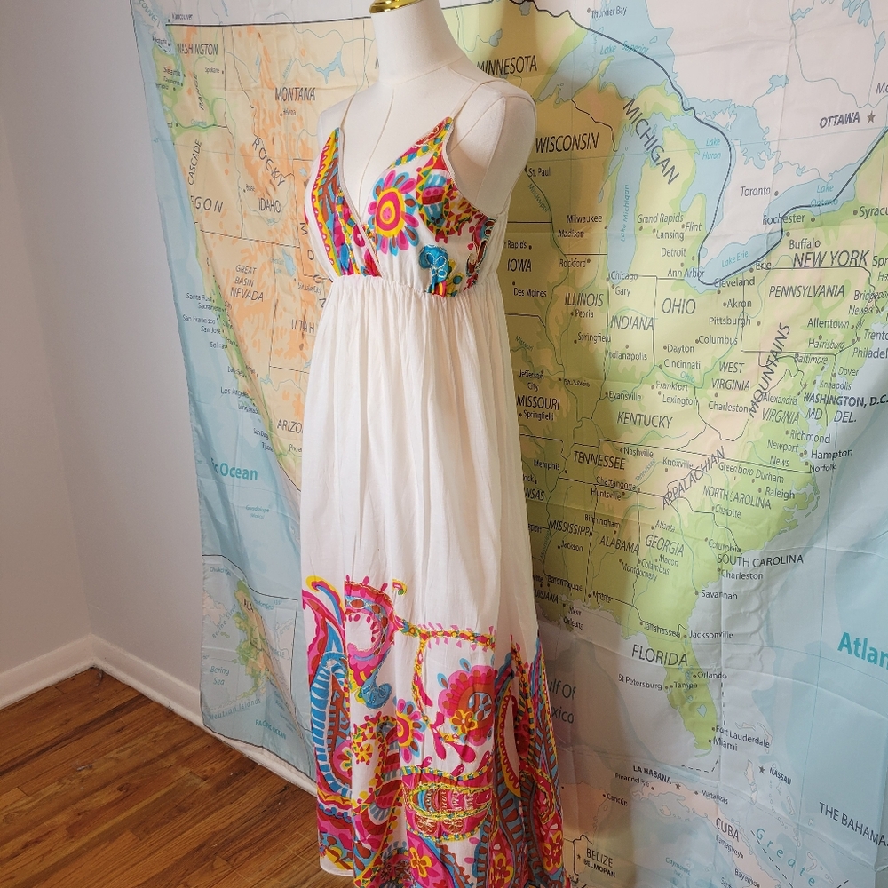 Bhag's Boho Colorful Paisley Maxi Dress Size M/L - Picture 3 of 16